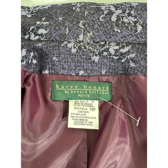 Harve Benard Blazer Purple Tweed Lace Wool Blend Size 10 Petite Vintage - Picture 3 of 10